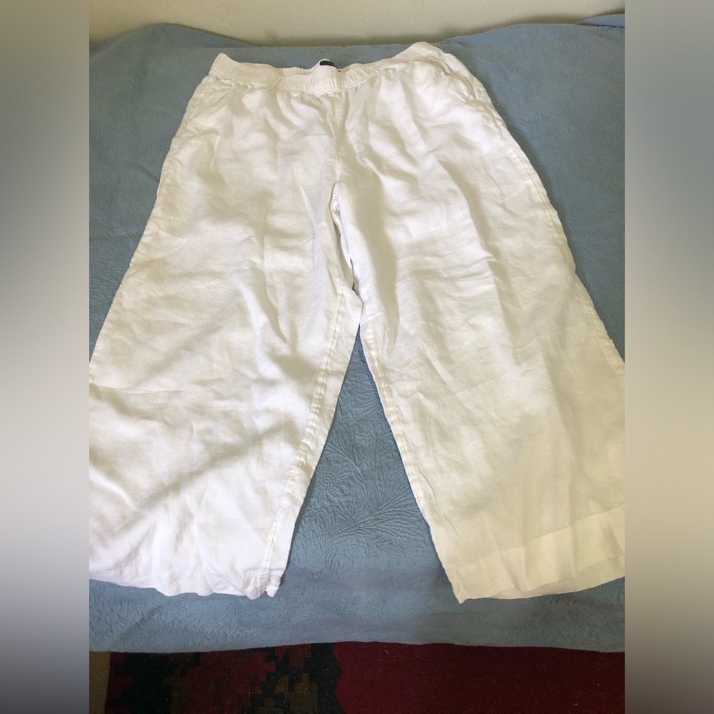 Tahari 100 percent Linen Wide Leg Pants Xl